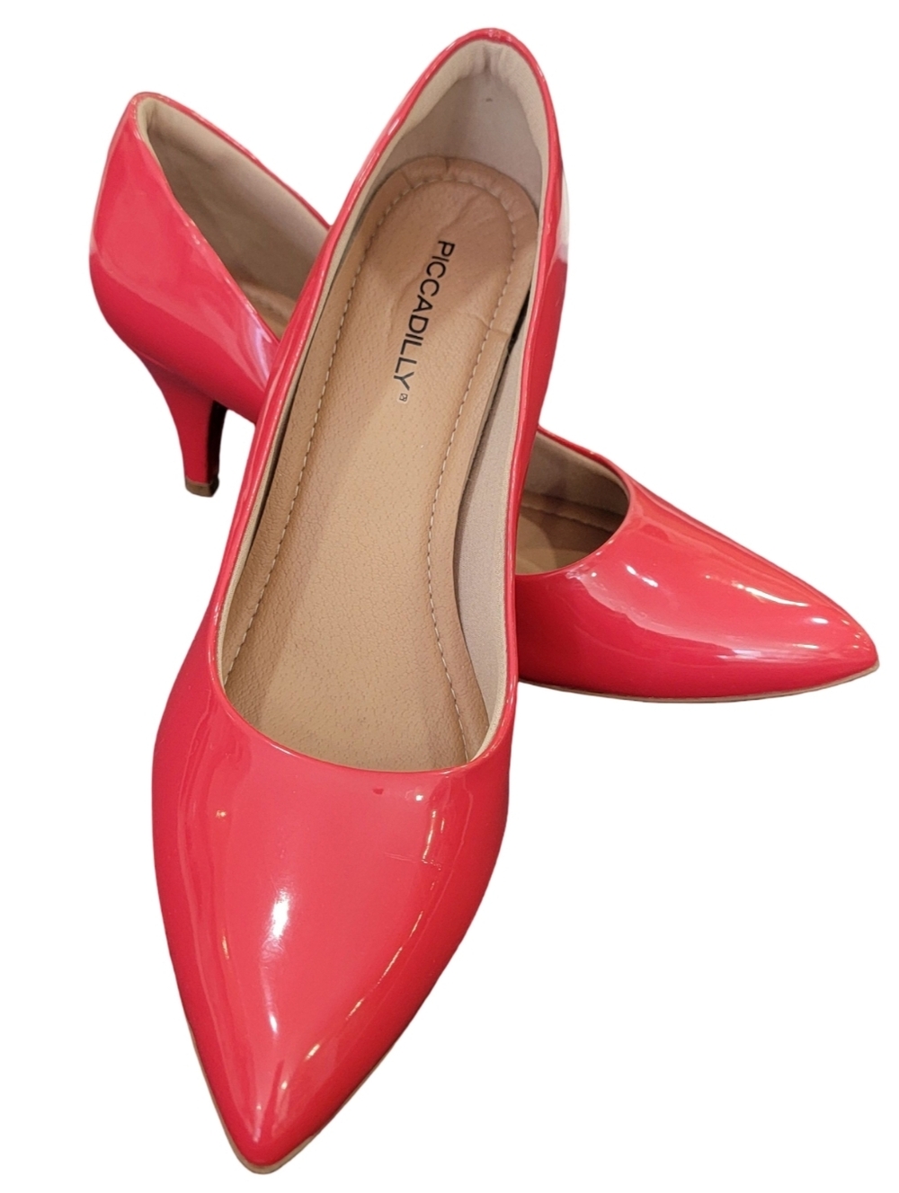 Piccadilly Coral Pink Patent Pointed-Toe Pumps Made in Brazil Women’s 9